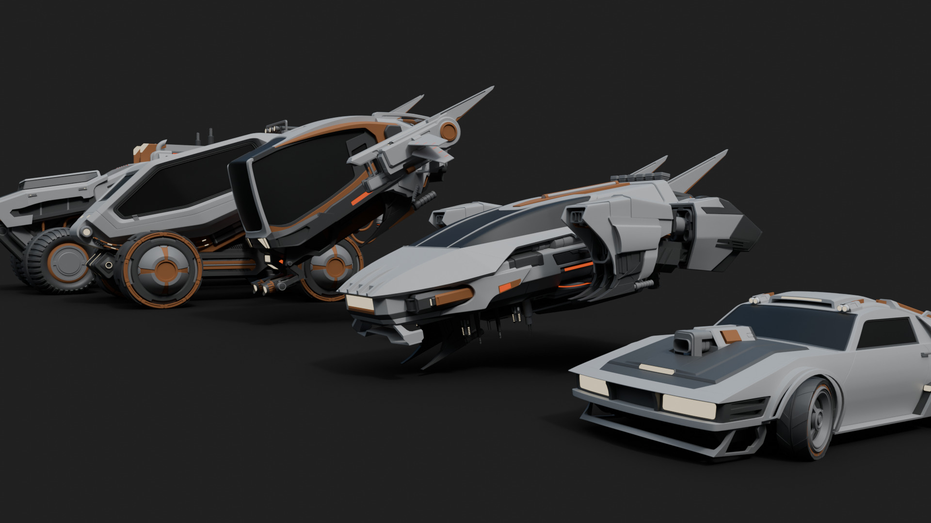 Cyberpunk vehicles kitbash 3D model_2