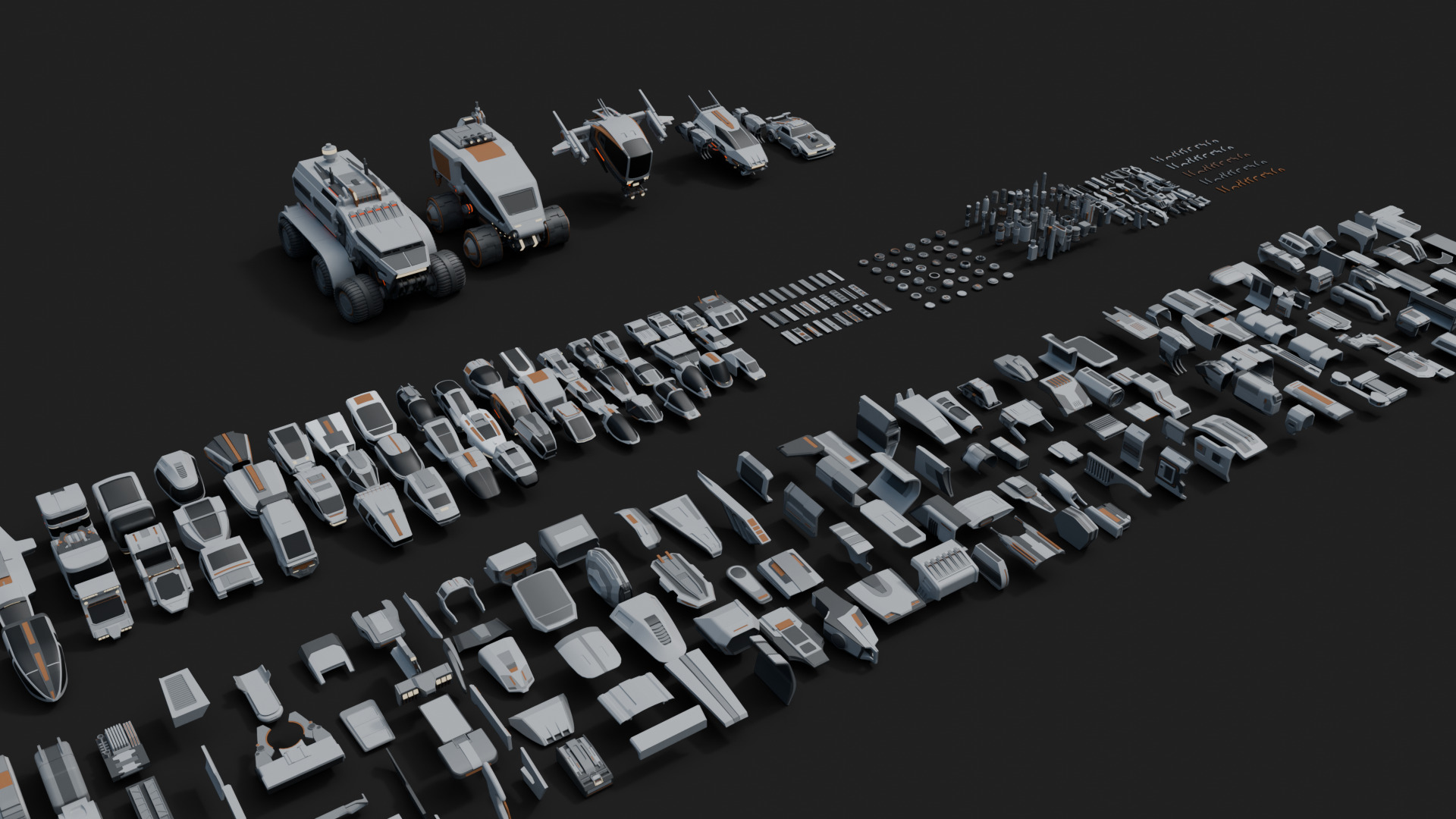 Cyberpunk vehicles kitbash 3D model_7