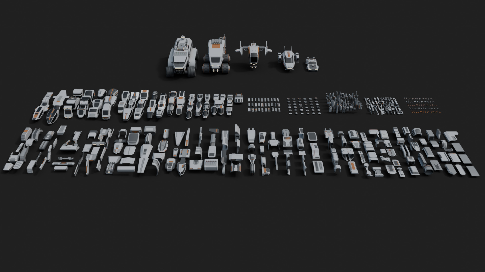 Cyberpunk vehicles kitbash 3D model_8