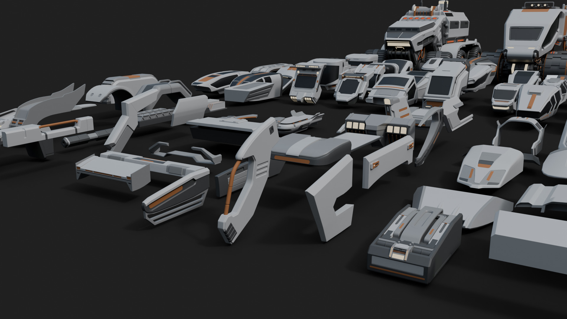 Cyberpunk vehicles kitbash 3D model_5