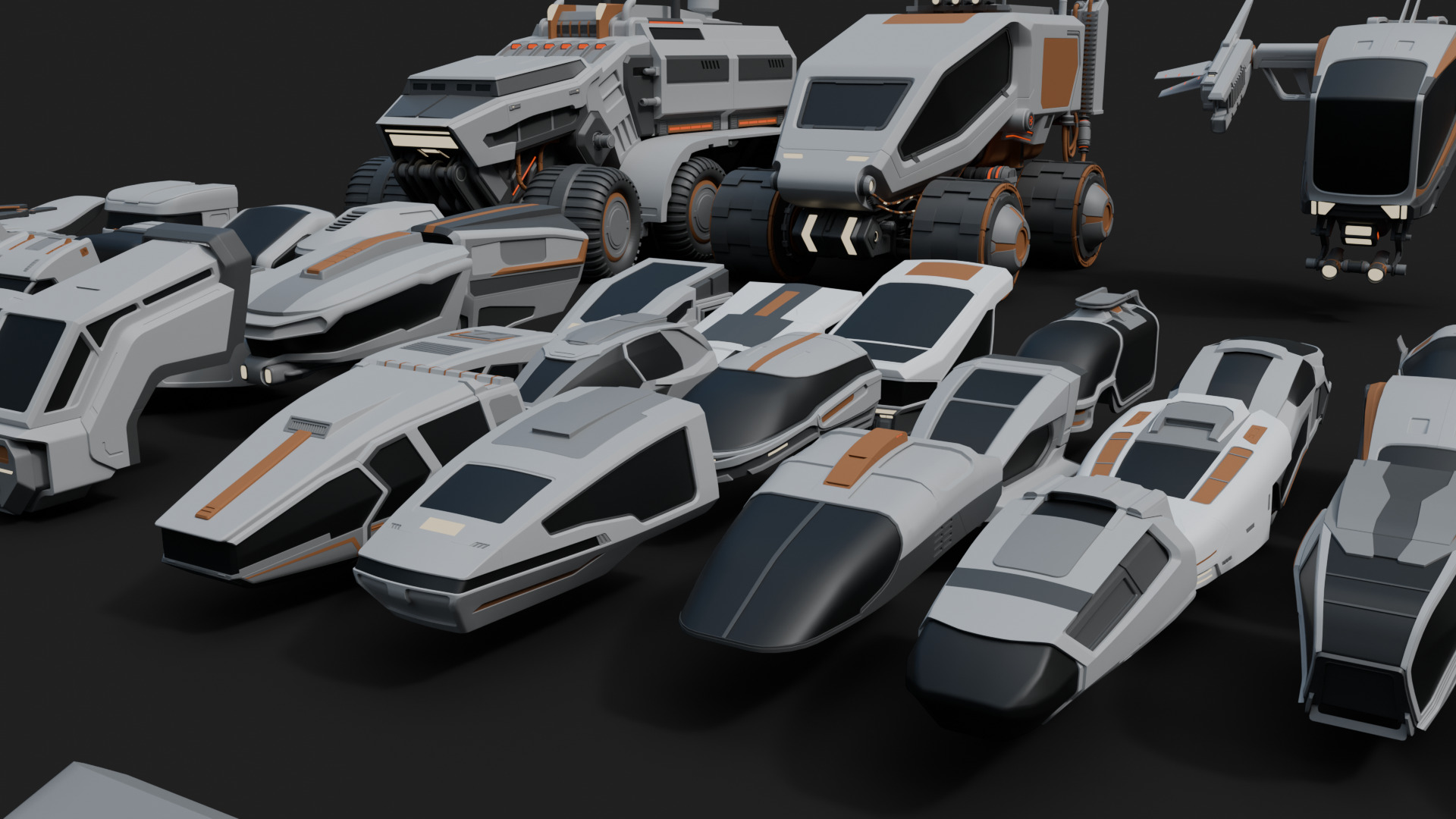 Cyberpunk vehicles kitbash 3D model_4