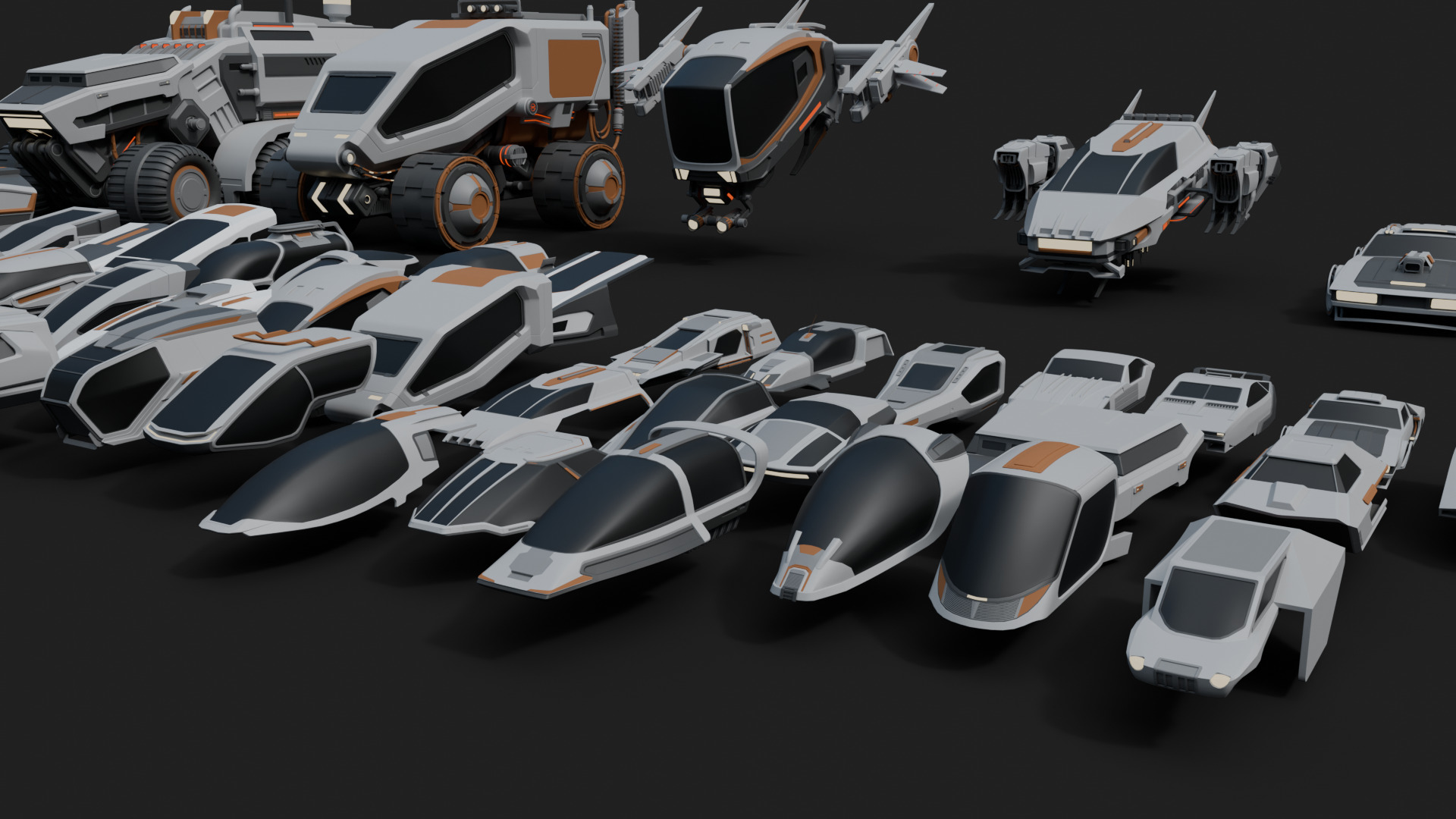 Cyberpunk vehicles kitbash 3D model_3