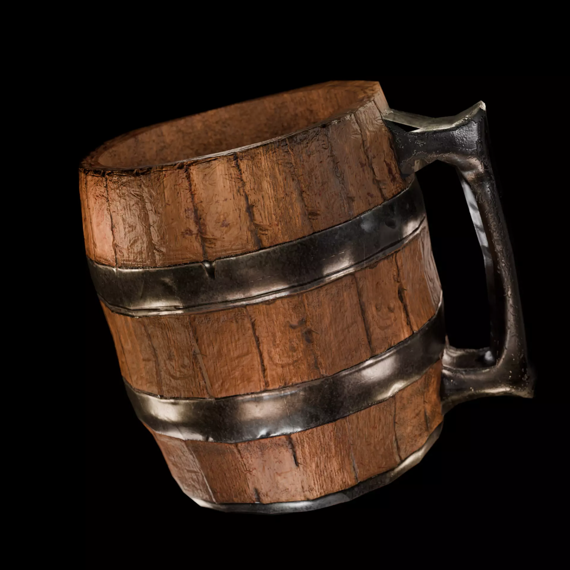 Wooden Beer Glass - Game Ready Low-poly 3D model