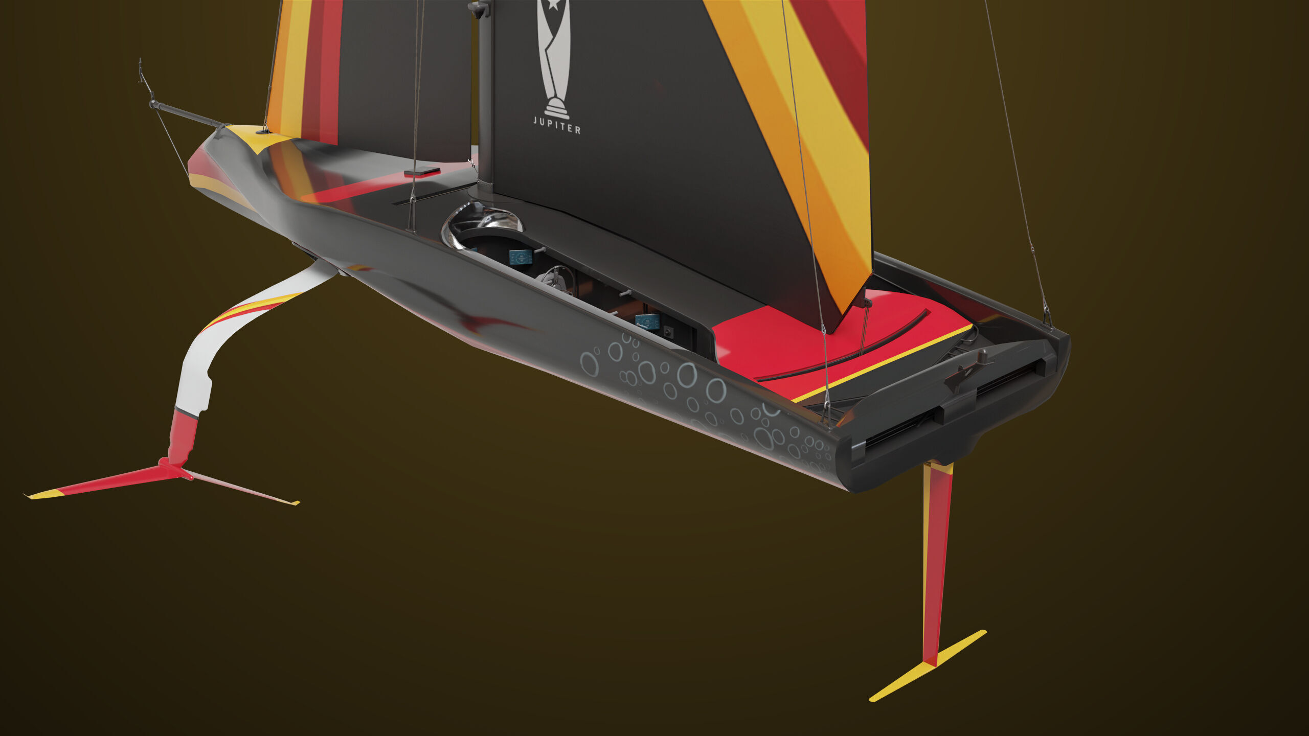 Sailing Yacht Boat Hydrofoil  01 Black All PBR Unity UE Textures Low-poly 3D model_28