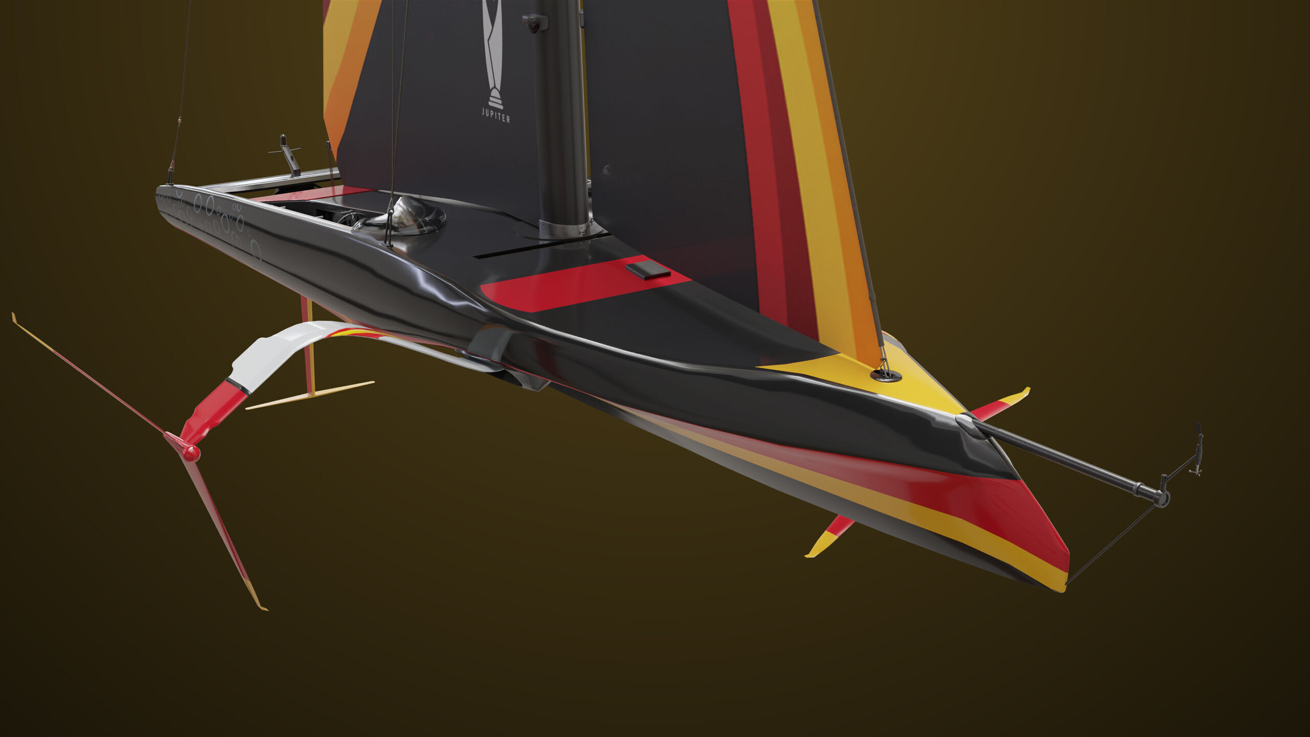 Sailing Yacht Boat Hydrofoil  01 Black All PBR Unity UE Textures Low-poly 3D model_29