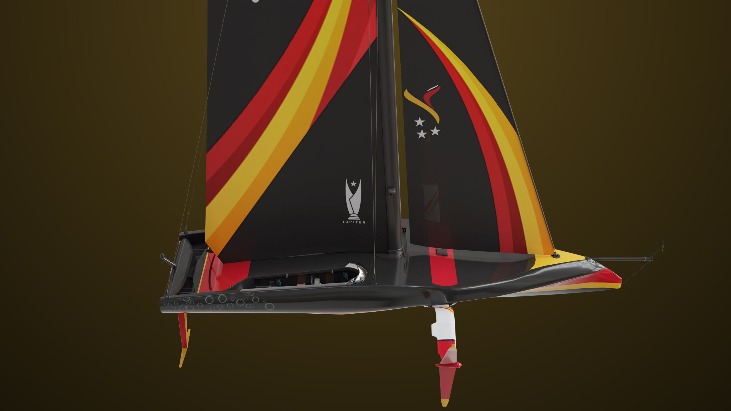 Sailing Yacht Boat Hydrofoil  01 Black All PBR Unity UE Textures Low-poly 3D model_21