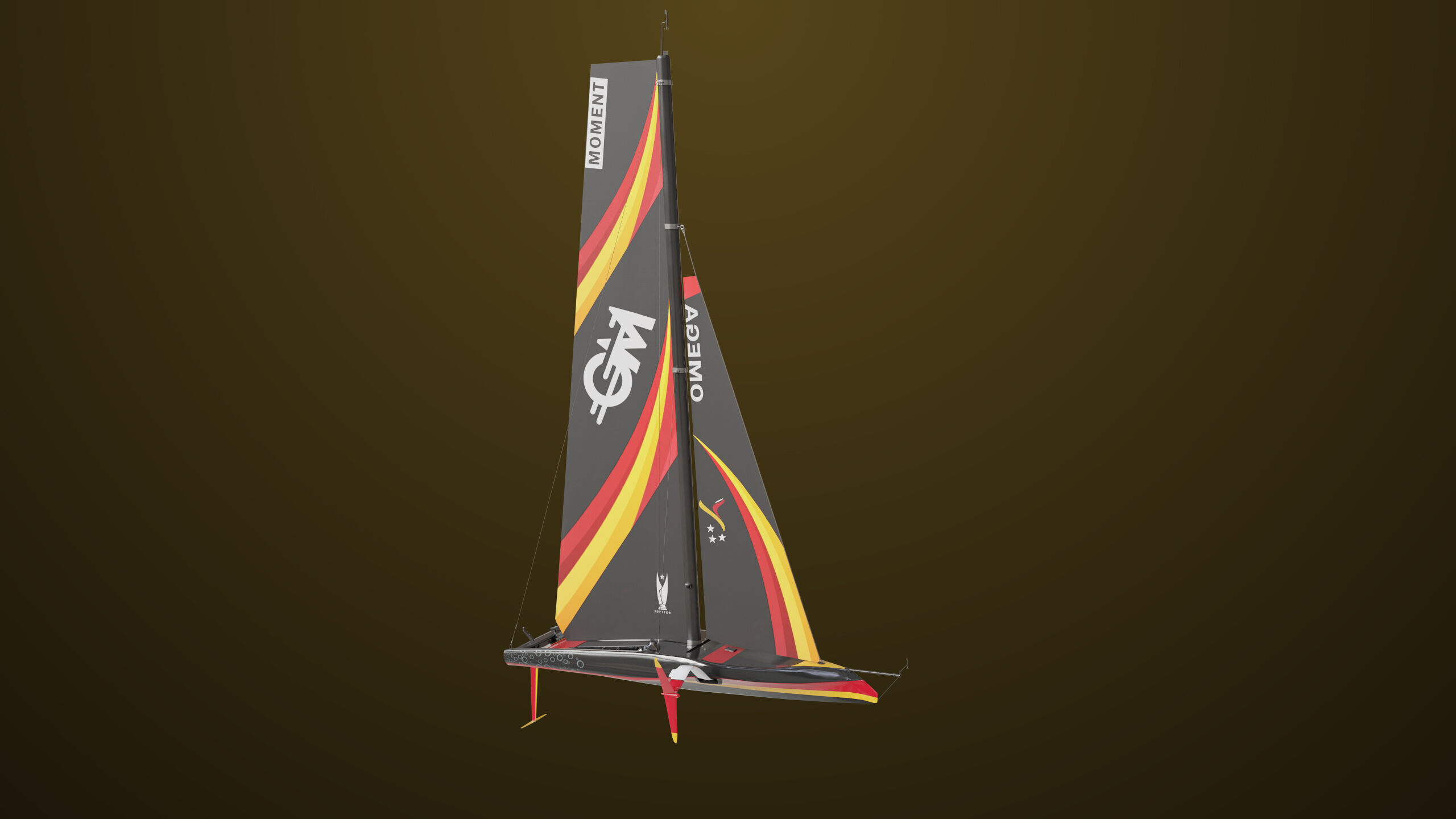 Sailing Yacht Boat Hydrofoil  01 Black All PBR Unity UE Textures Low-poly 3D model_16