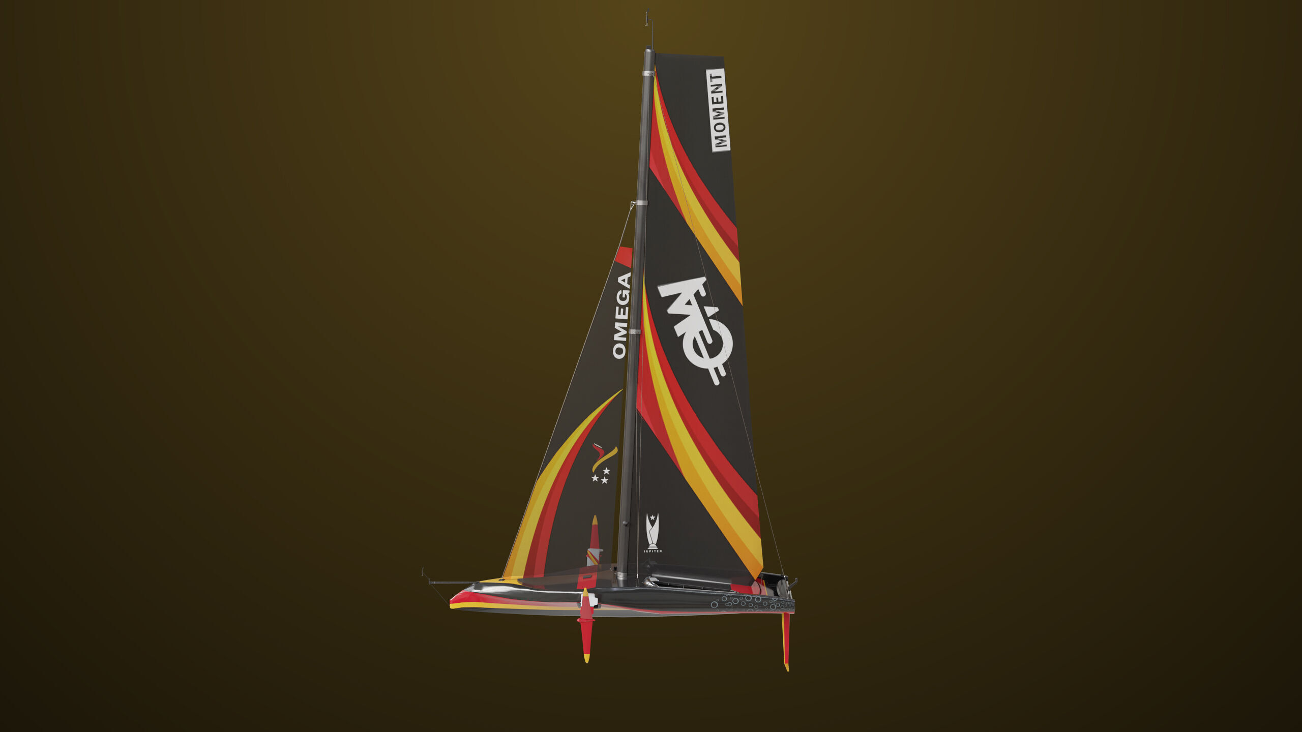 Sailing Yacht Boat Hydrofoil  01 Black All PBR Unity UE Textures Low-poly 3D model_1
