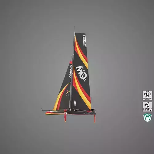 Sailing Yacht Boat Hydrofoil  01 Black All PBR Unity UE Textures Low-poly 3D model