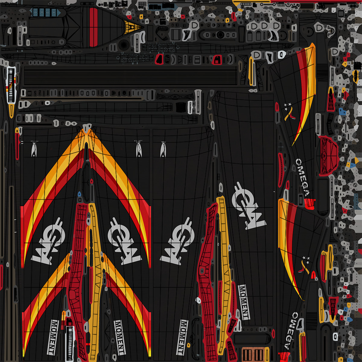 Sailing Yacht Boat Hydrofoil  01 Black All PBR Unity UE Textures Low-poly 3D model_43