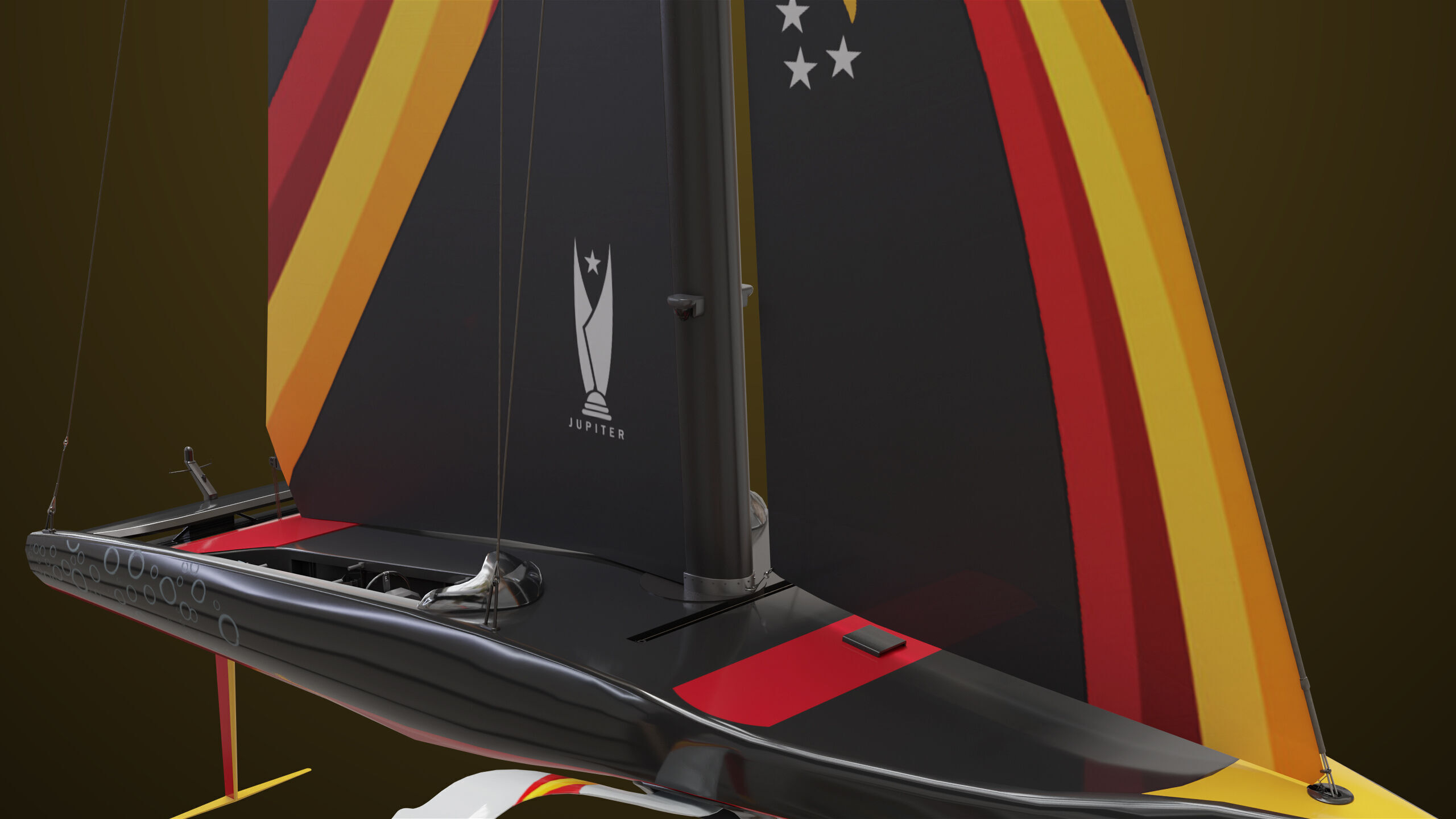 Sailing Yacht Boat Hydrofoil  01 Black All PBR Unity UE Textures Low-poly 3D model_30