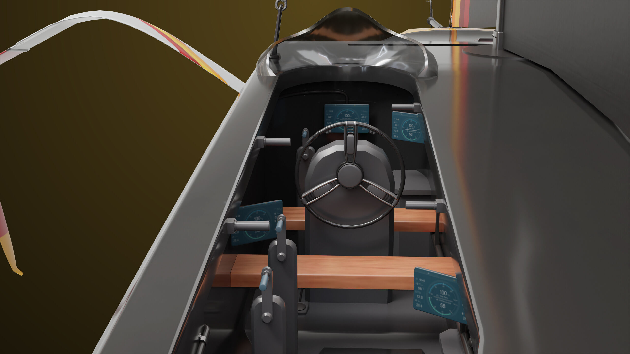 Sailing Yacht Boat Hydrofoil  01 Black All PBR Unity UE Textures Low-poly 3D model_6