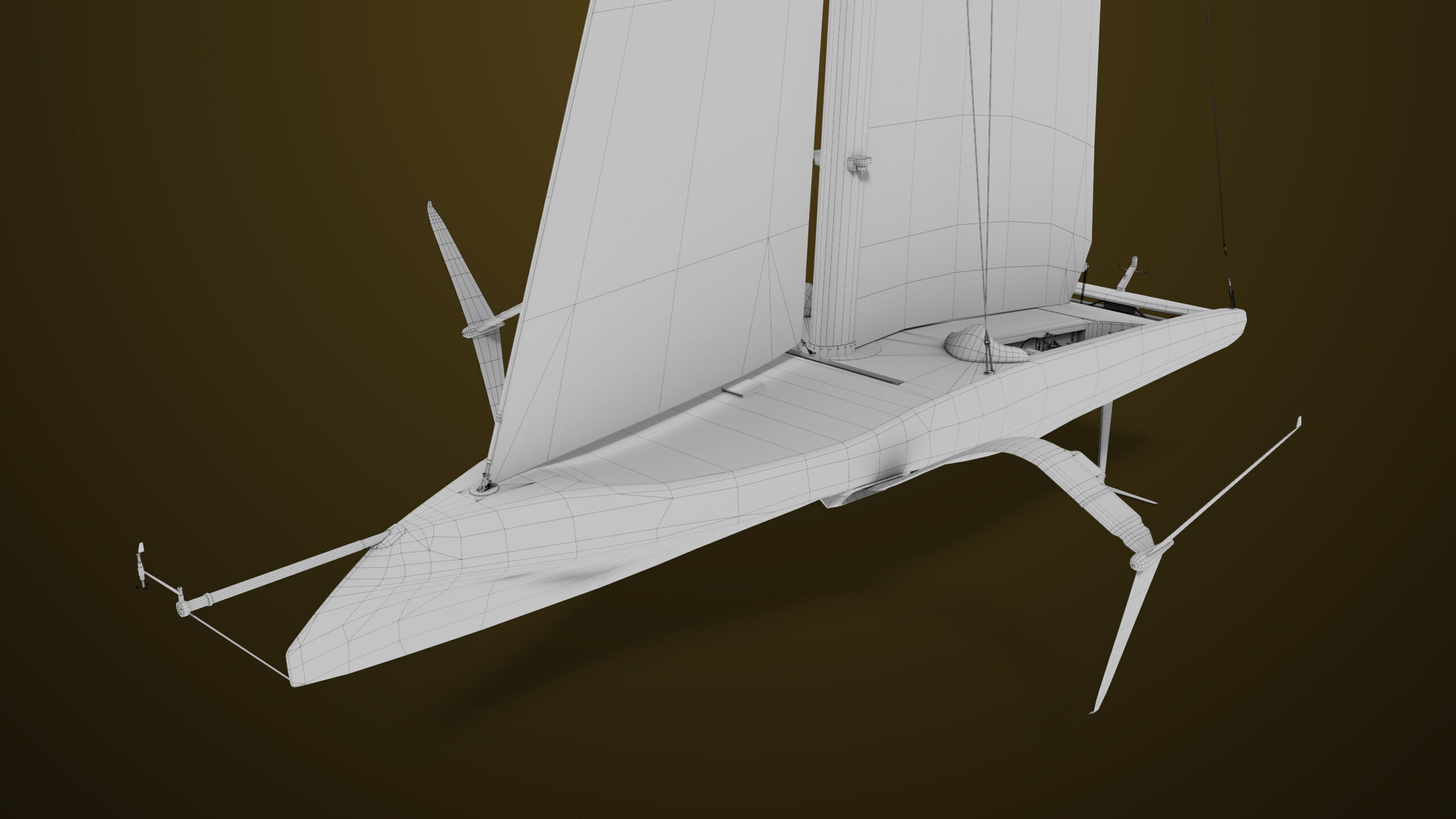Sailing Yacht Boat Hydrofoil  01 Black All PBR Unity UE Textures Low-poly 3D model_35