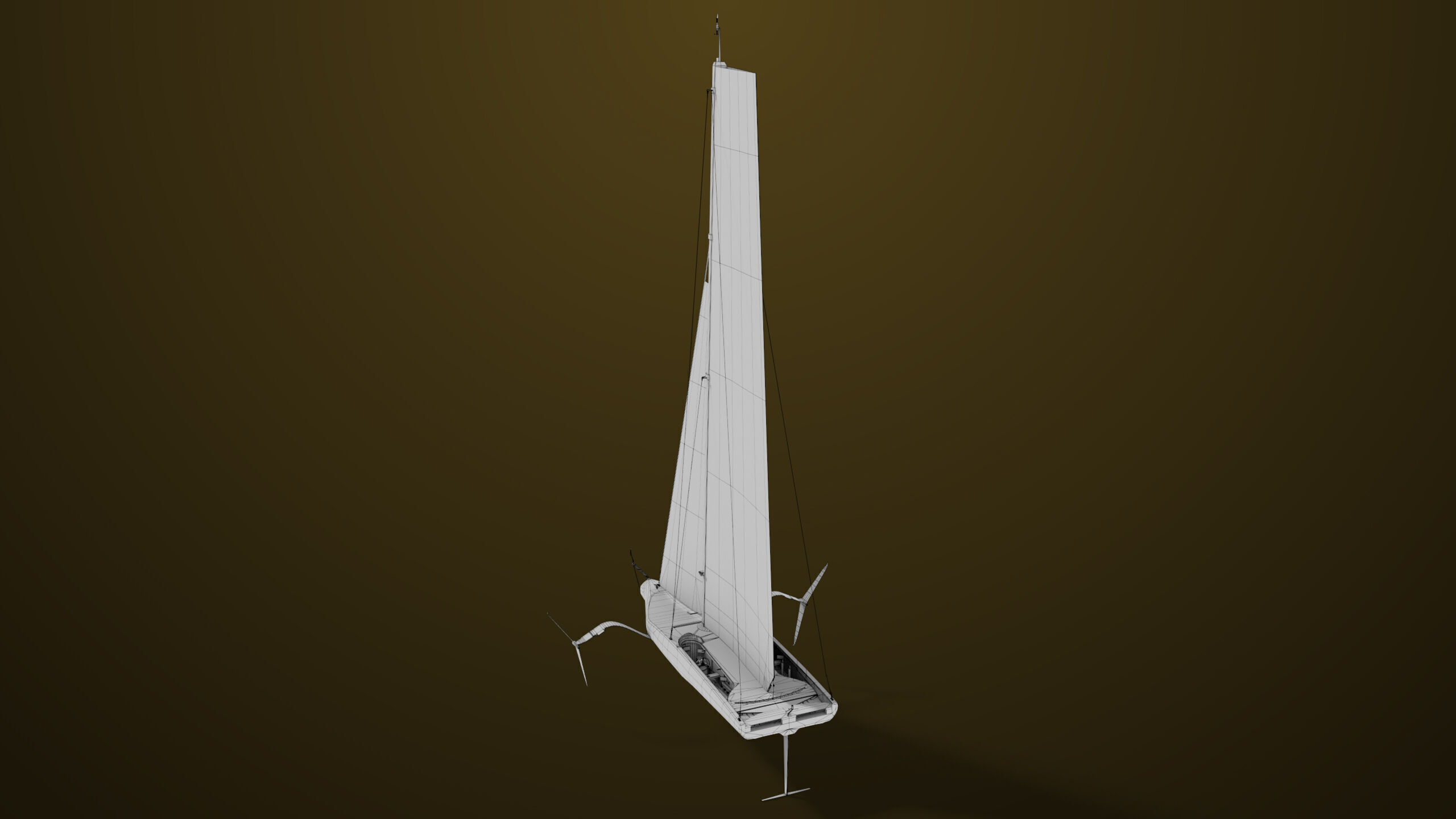 Sailing Yacht Boat Hydrofoil  01 Black All PBR Unity UE Textures Low-poly 3D model_34