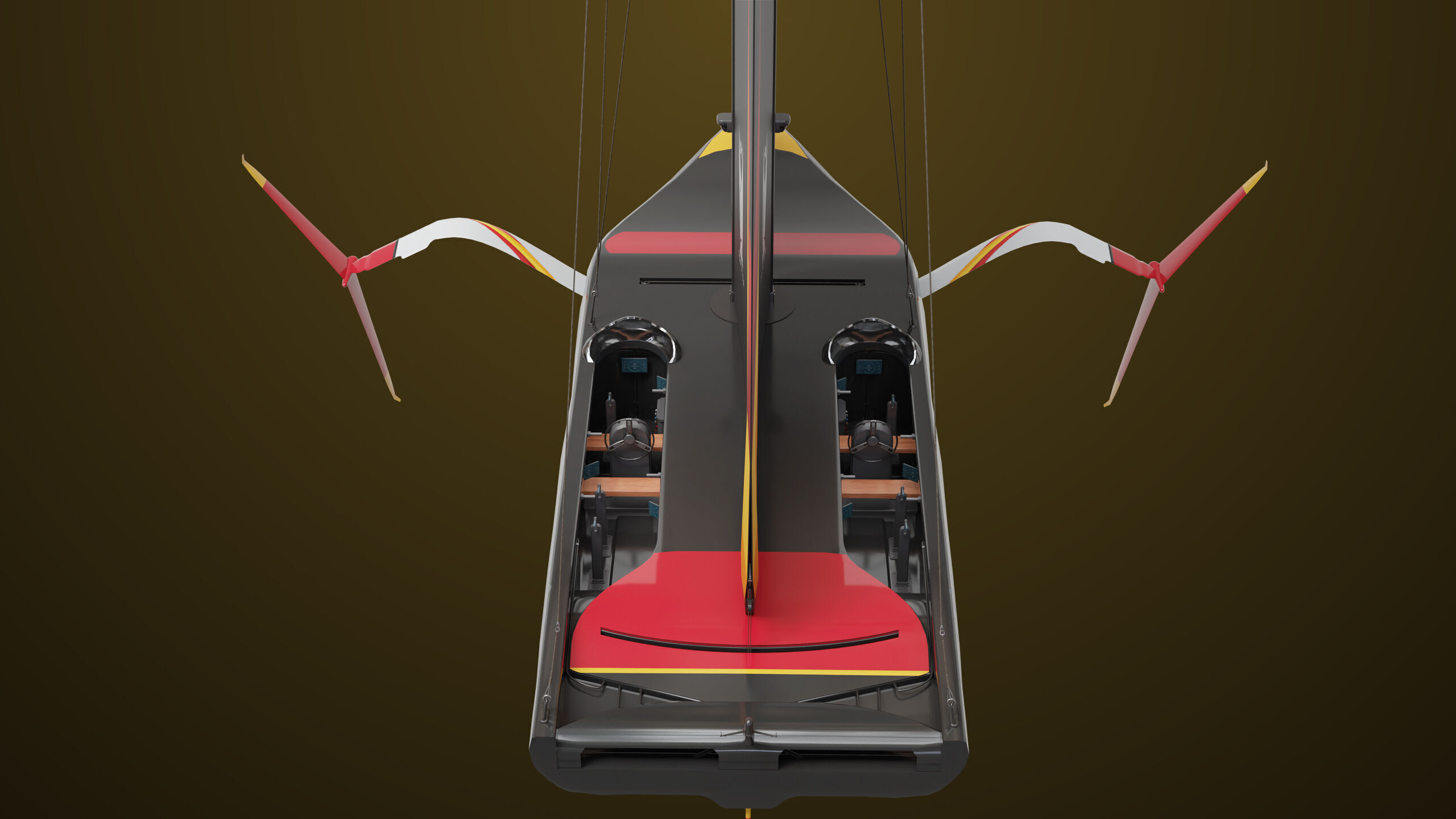 Sailing Yacht Boat Hydrofoil  01 Black All PBR Unity UE Textures Low-poly 3D model_22