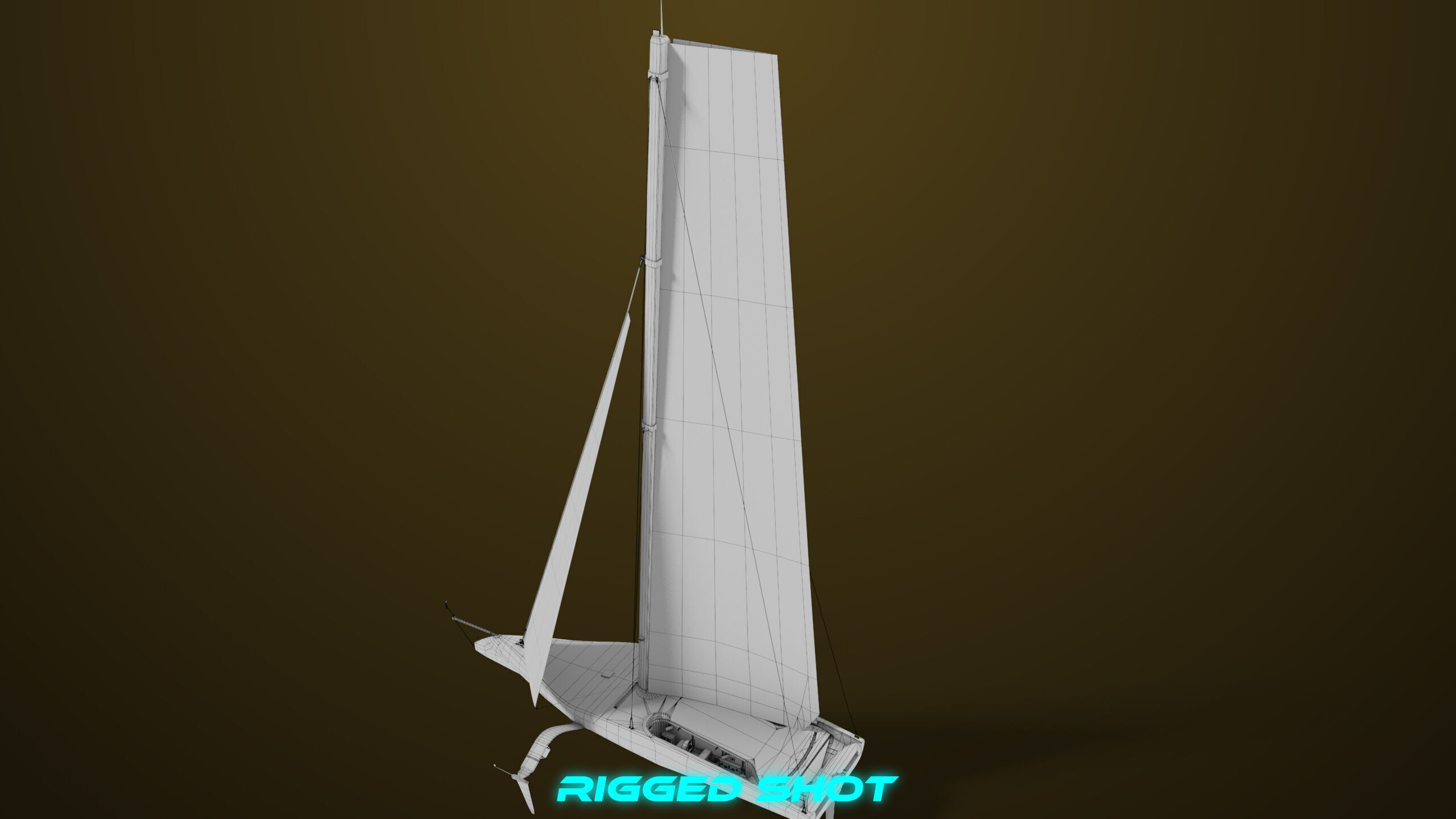 Sailing Yacht Boat Hydrofoil  01 Black All PBR Unity UE Textures Low-poly 3D model_36