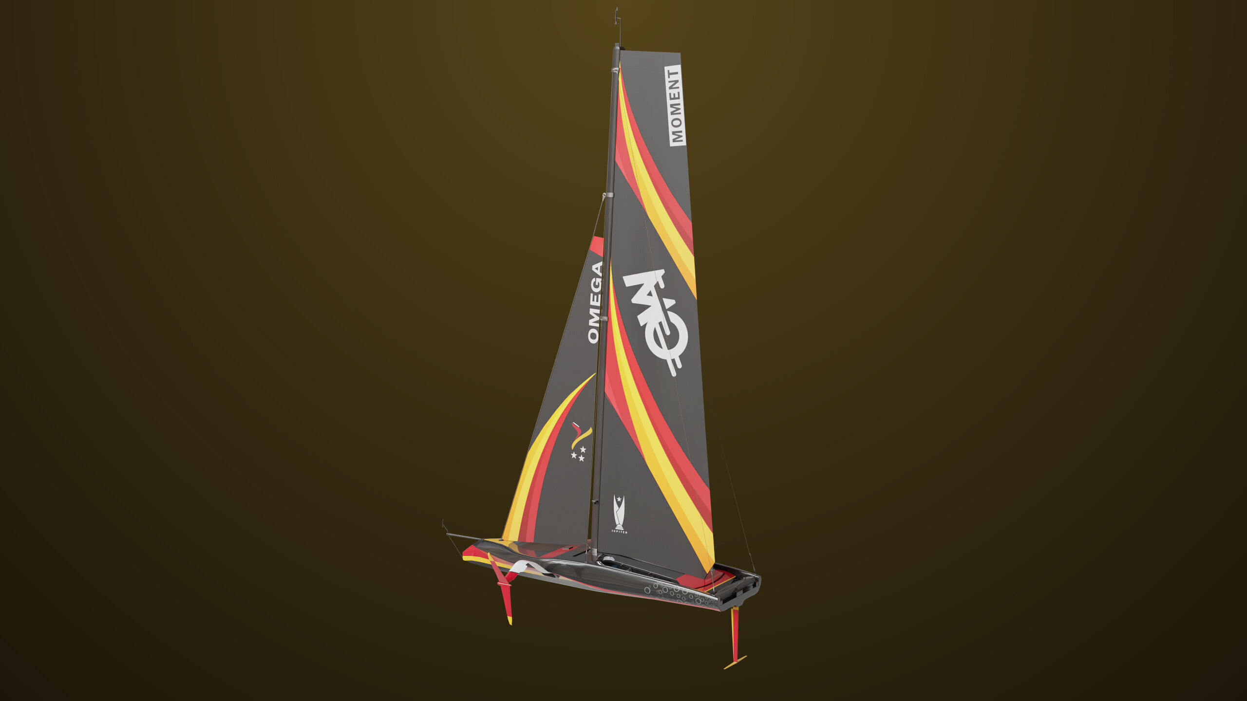 Sailing Yacht Boat Hydrofoil  01 Black All PBR Unity UE Textures Low-poly 3D model_17