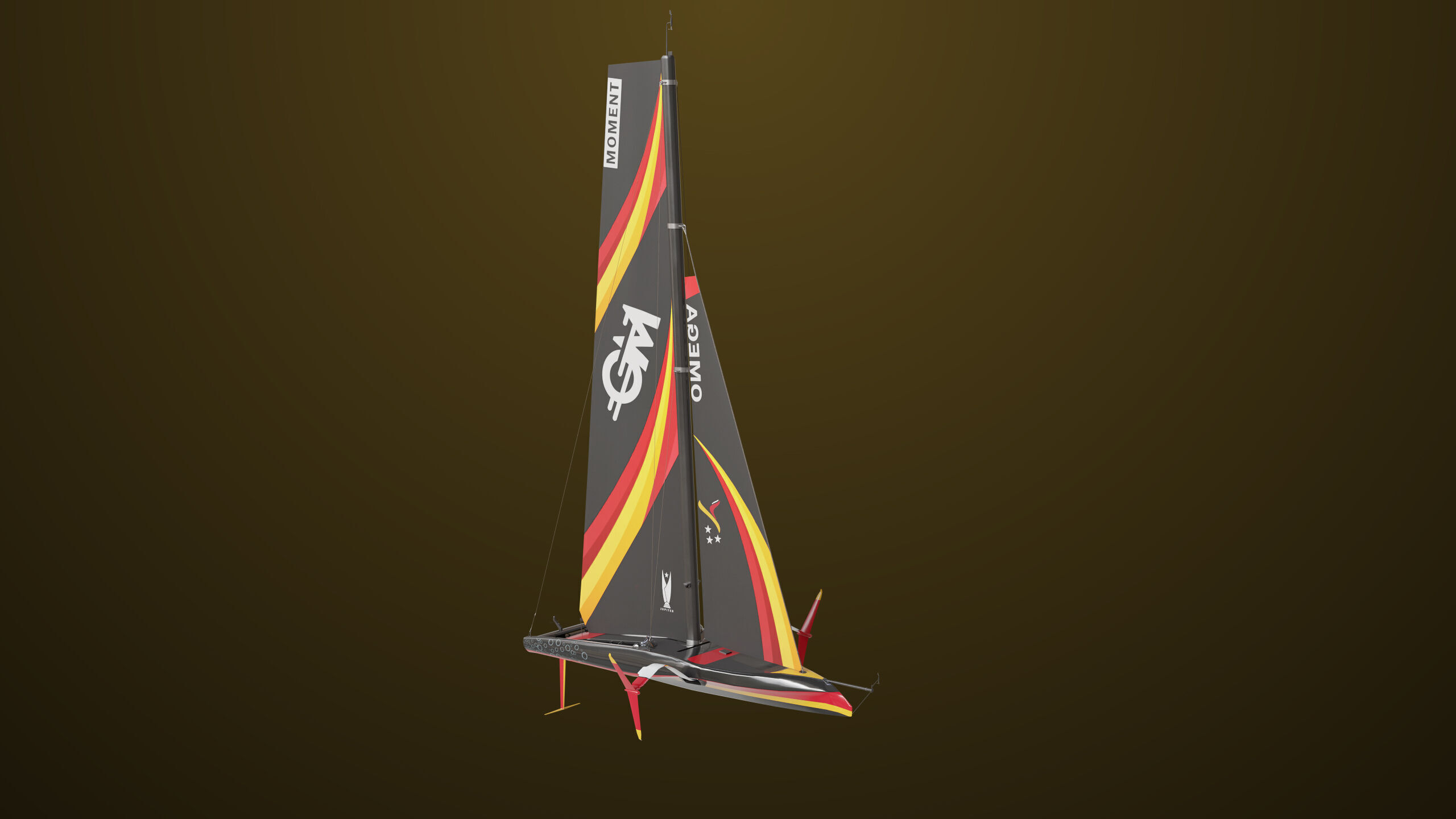 Sailing Yacht Boat Hydrofoil  01 Black All PBR Unity UE Textures Low-poly 3D model_2