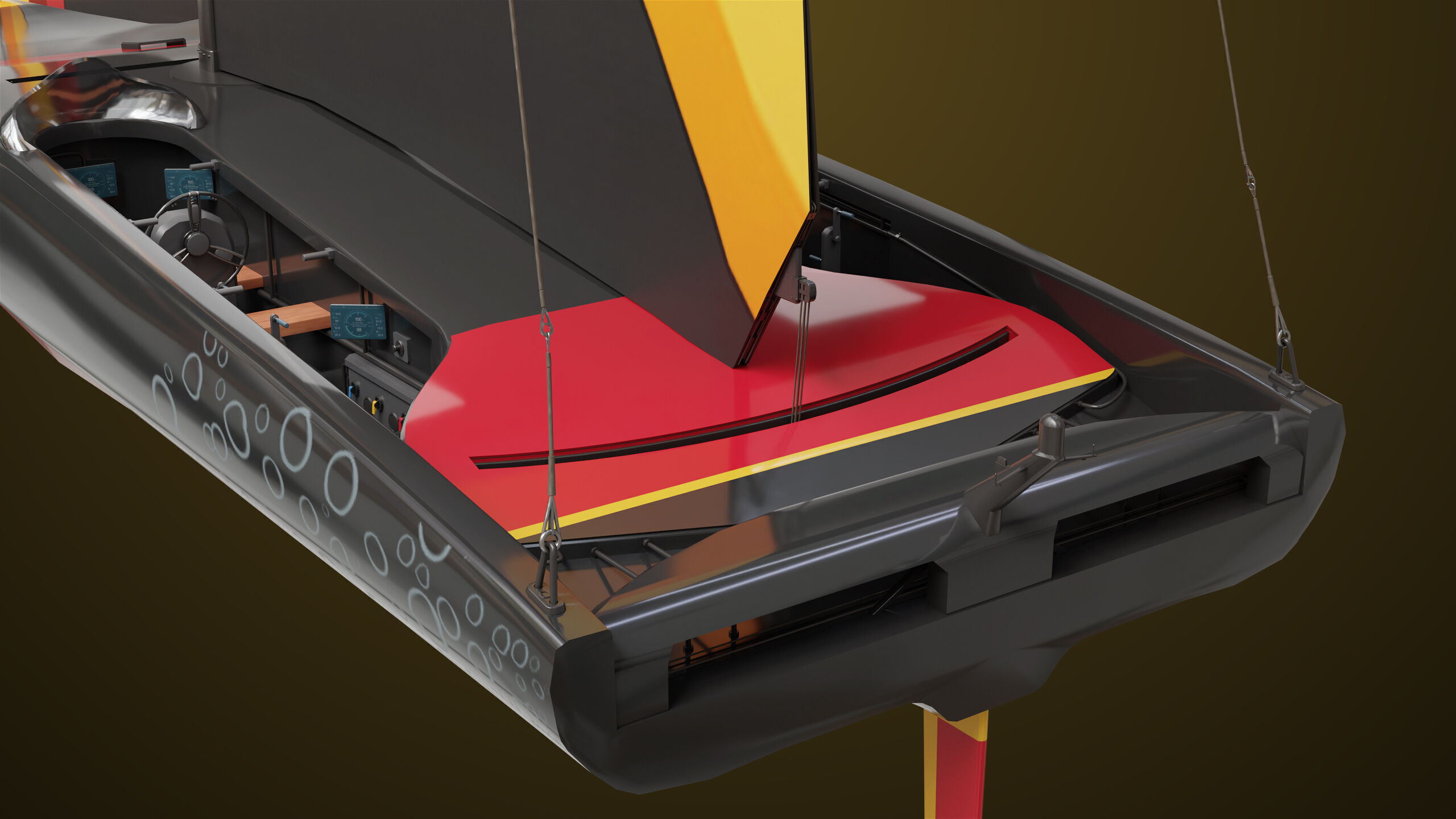 Sailing Yacht Boat Hydrofoil  01 Black All PBR Unity UE Textures Low-poly 3D model_3