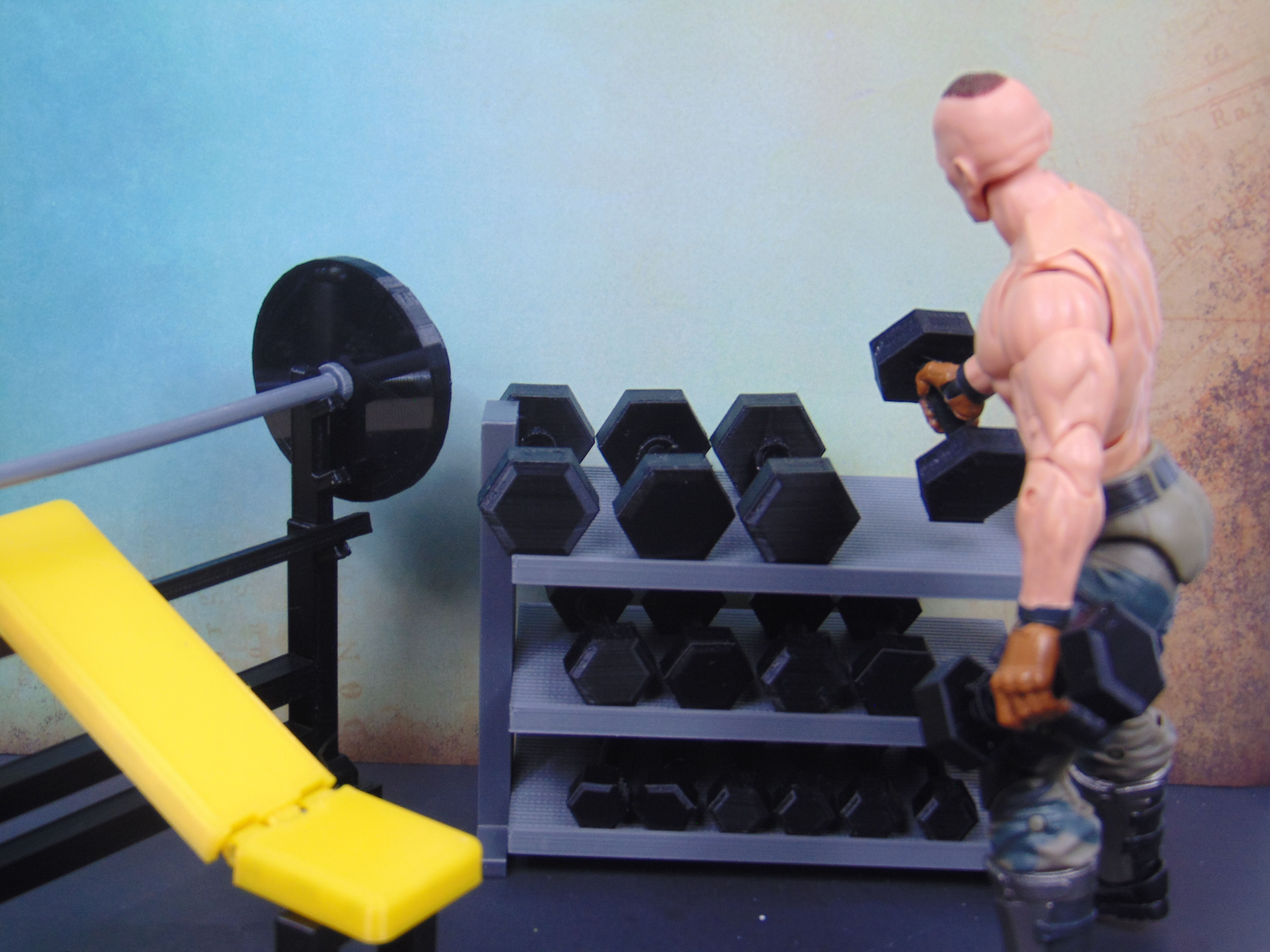 Custom 112 Total Workout Gym Set Combo Diorama Prop for GI JOE 3D print model_19