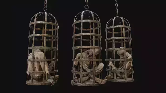 Prisoner Corpse in Cage 2 Low-poly 3D model