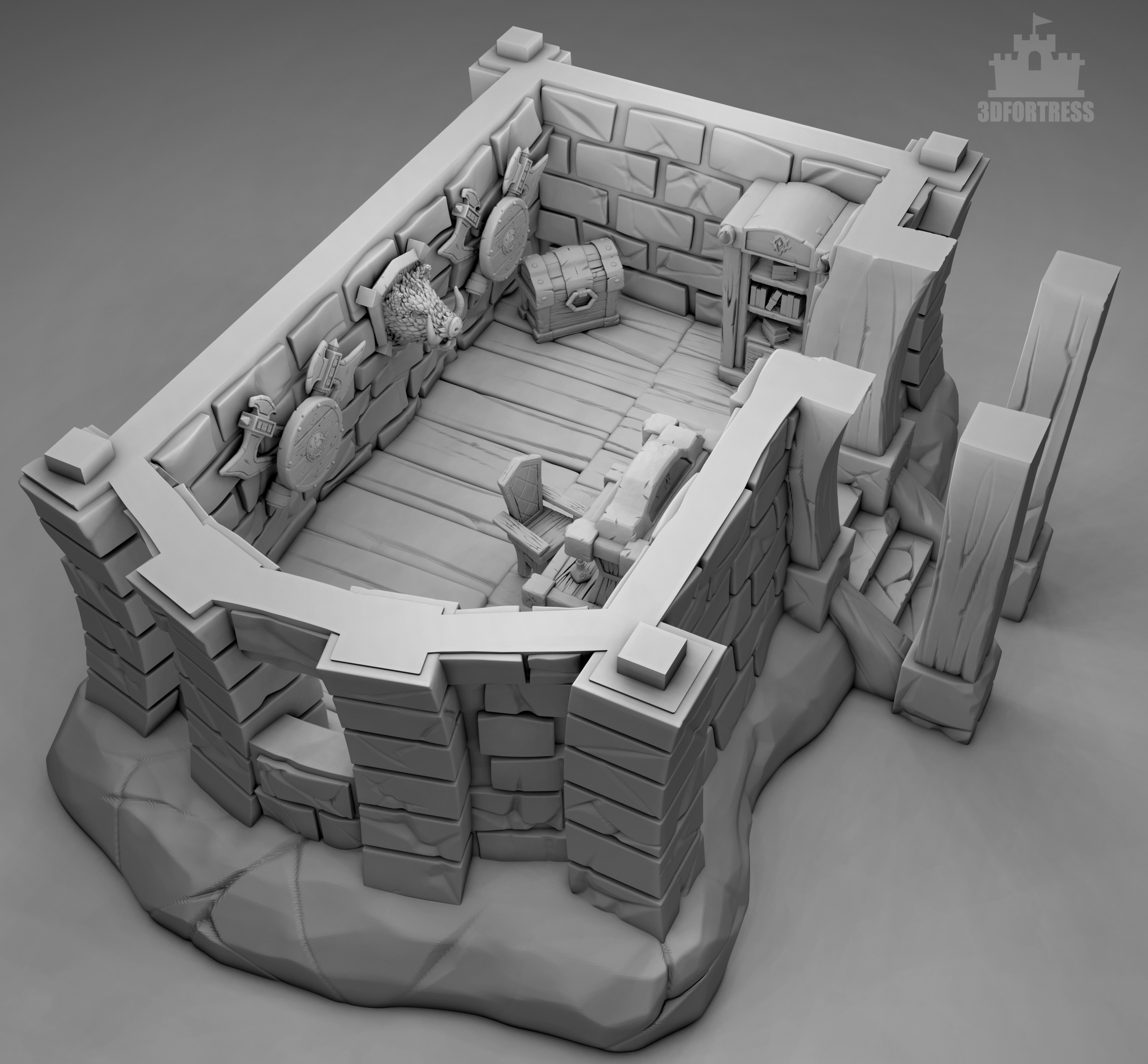 Brick building 3D print model_7