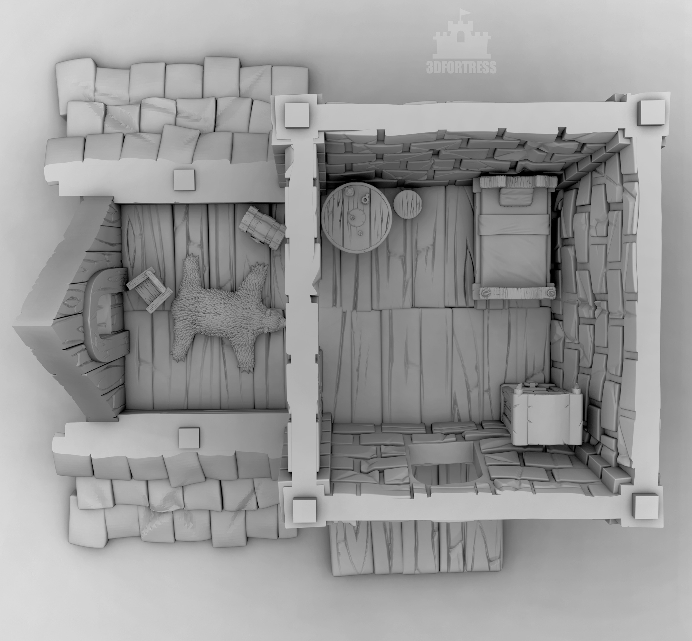 Brick building 3D print model_3