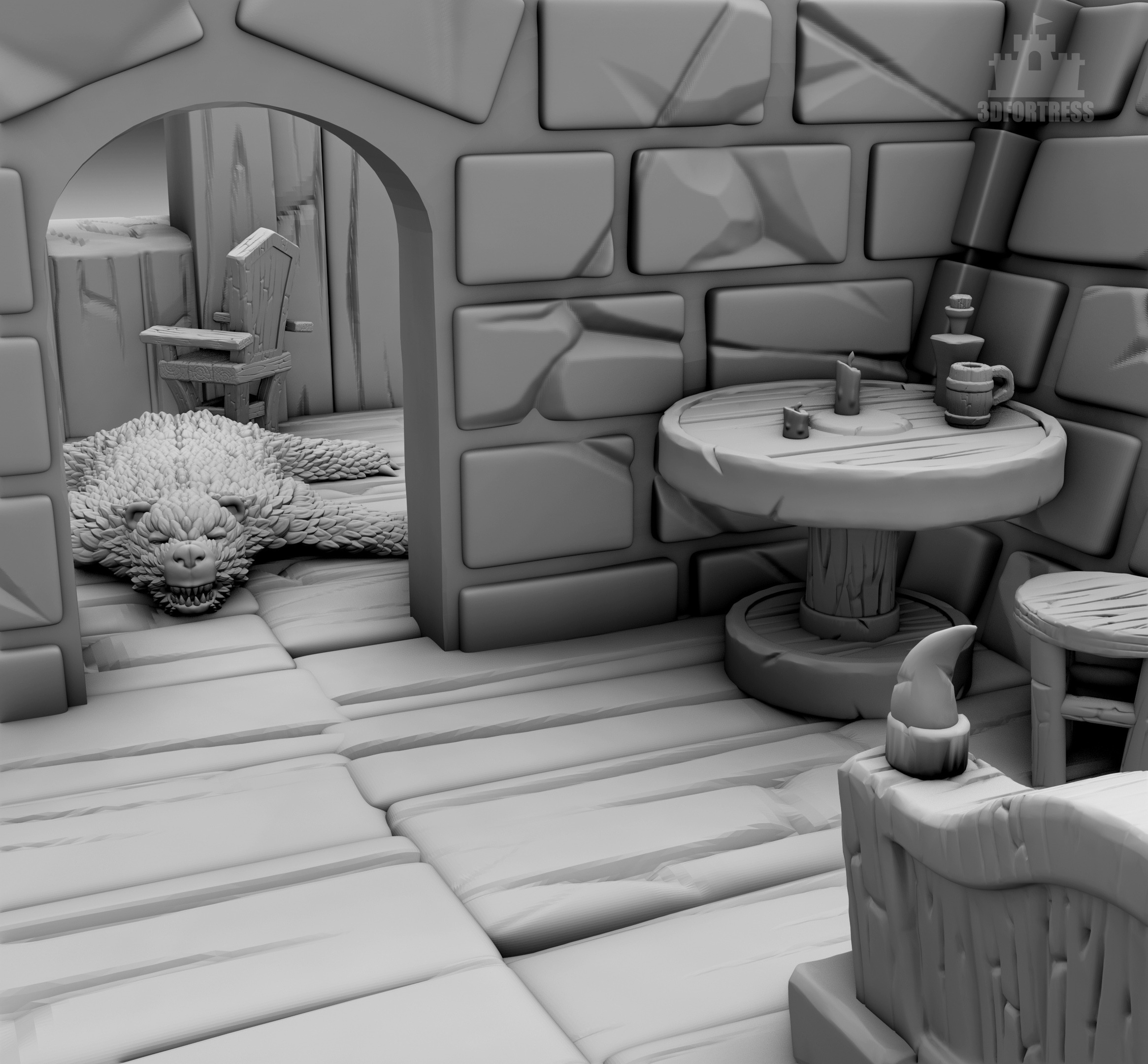 Brick building 3D print model_6