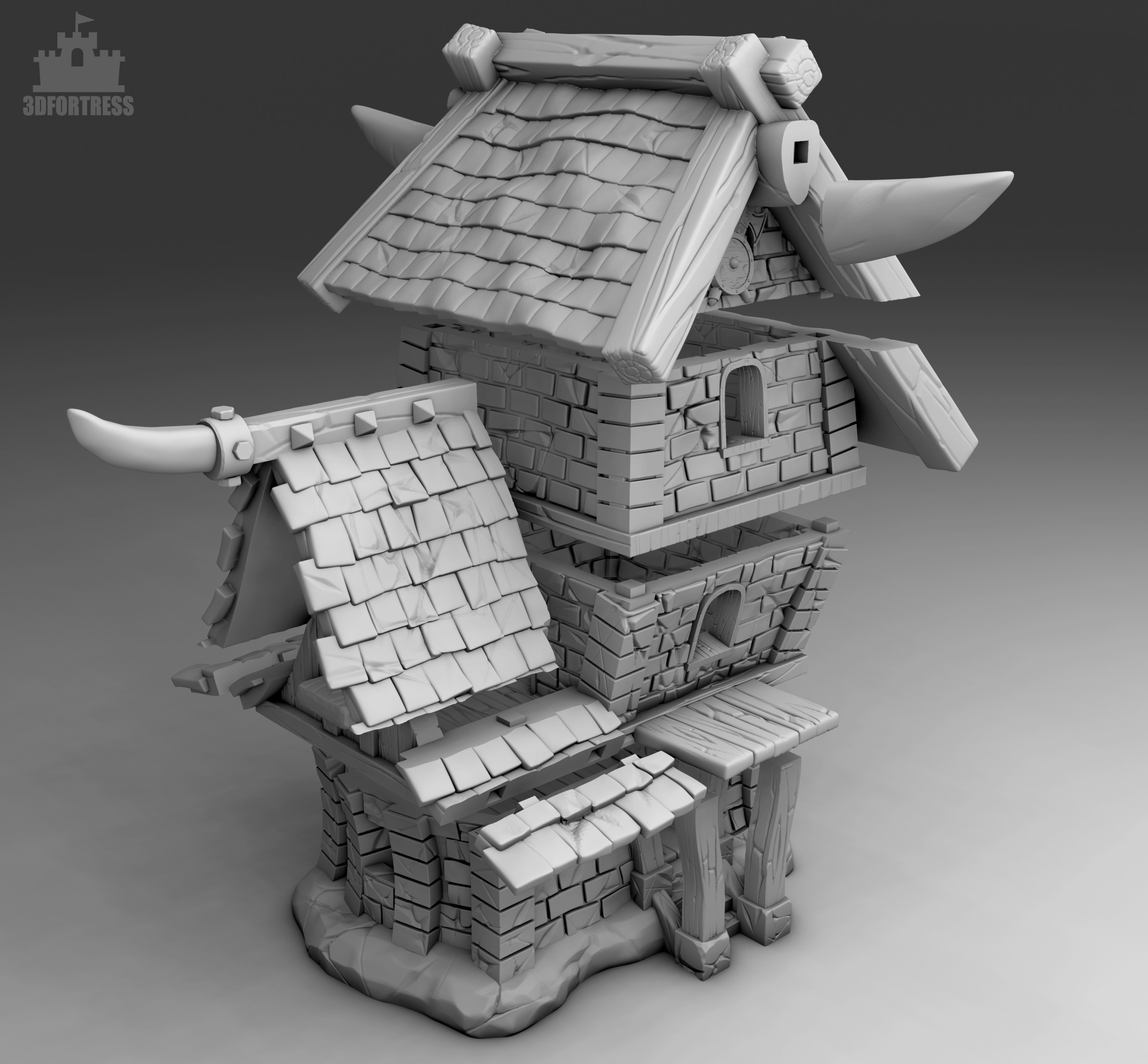 Brick building 3D print model_12