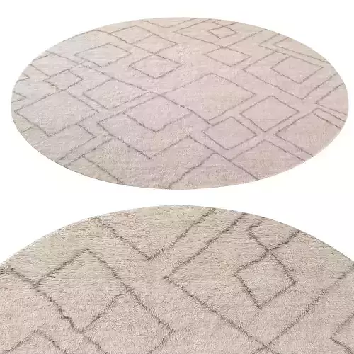 Abstract Diamond Wool Shag Rug round