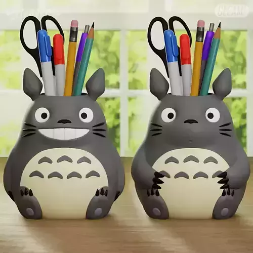 Totoro Chibi Planter Pen Holder Ghibli Fanart No Supports 3D print model