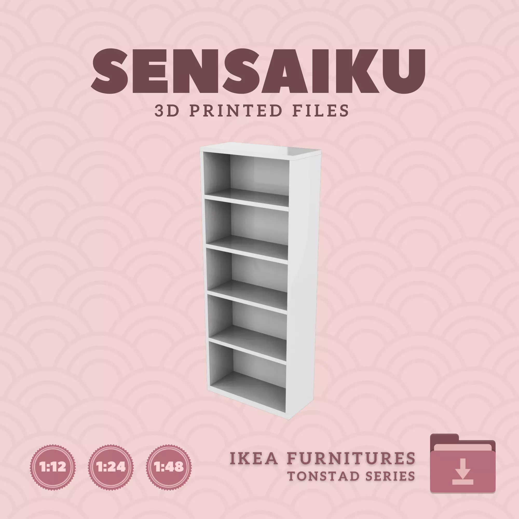 TONSTAD Bookcase for Miniature Dollhouse - IKEA - 3D Print 3D print model