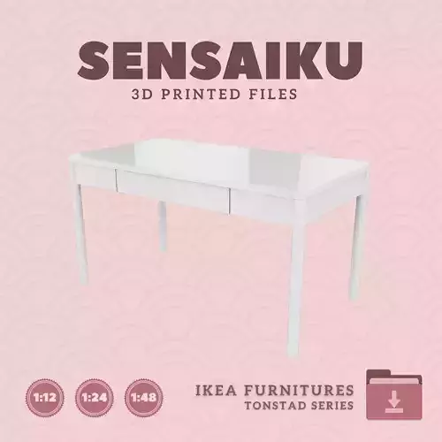 TONSTAD Desk 55 In for Miniature Dollhouse - IKEA - 3D Print  3D print model