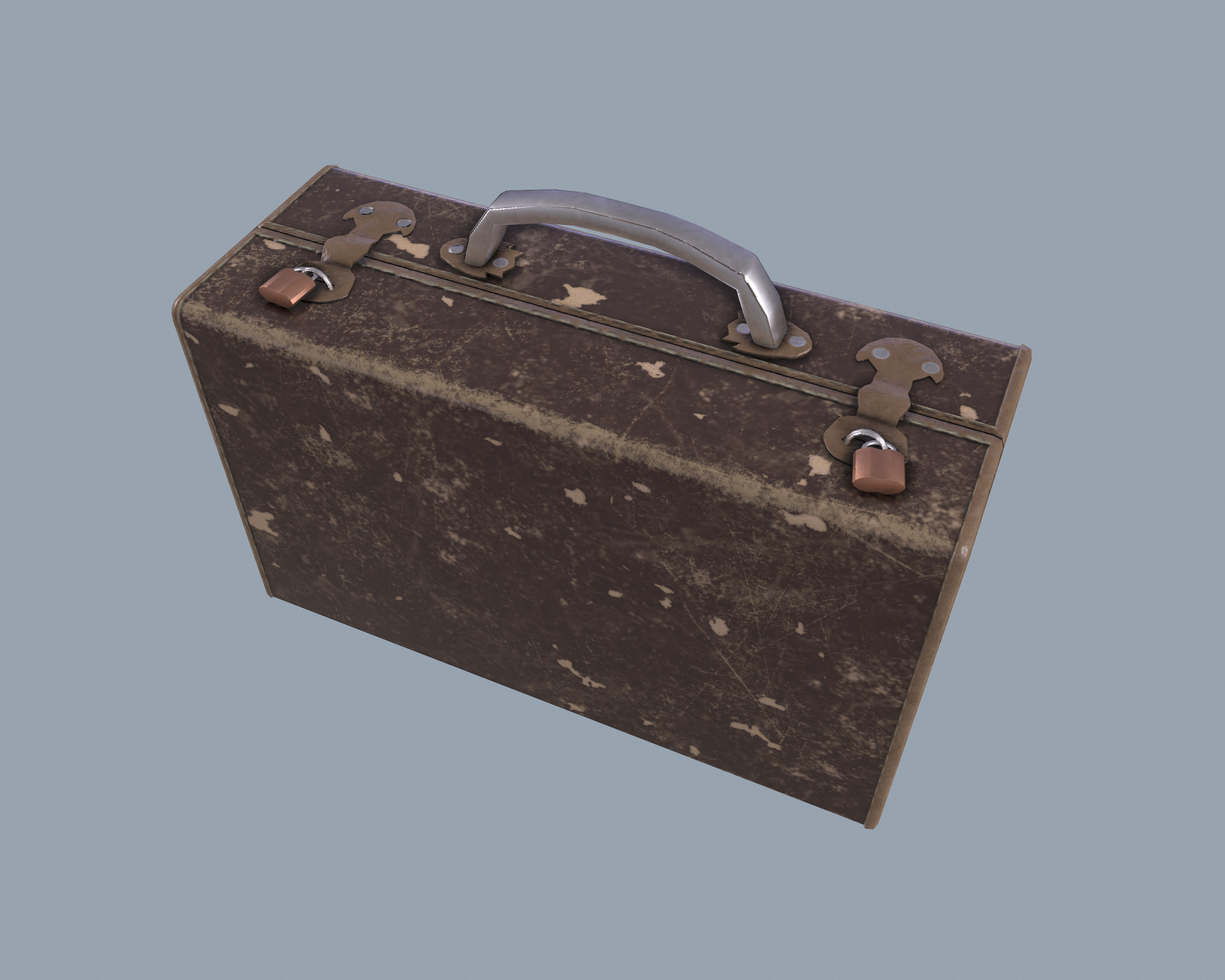 Old suitcase Low-poly 3D model_2