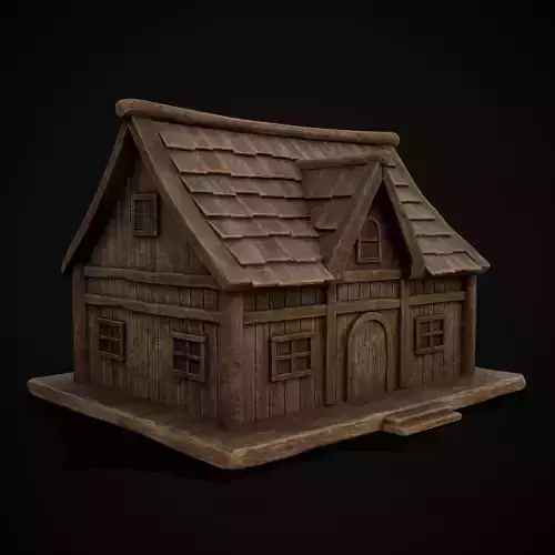 Wooden Toy House Low-poly 3D model