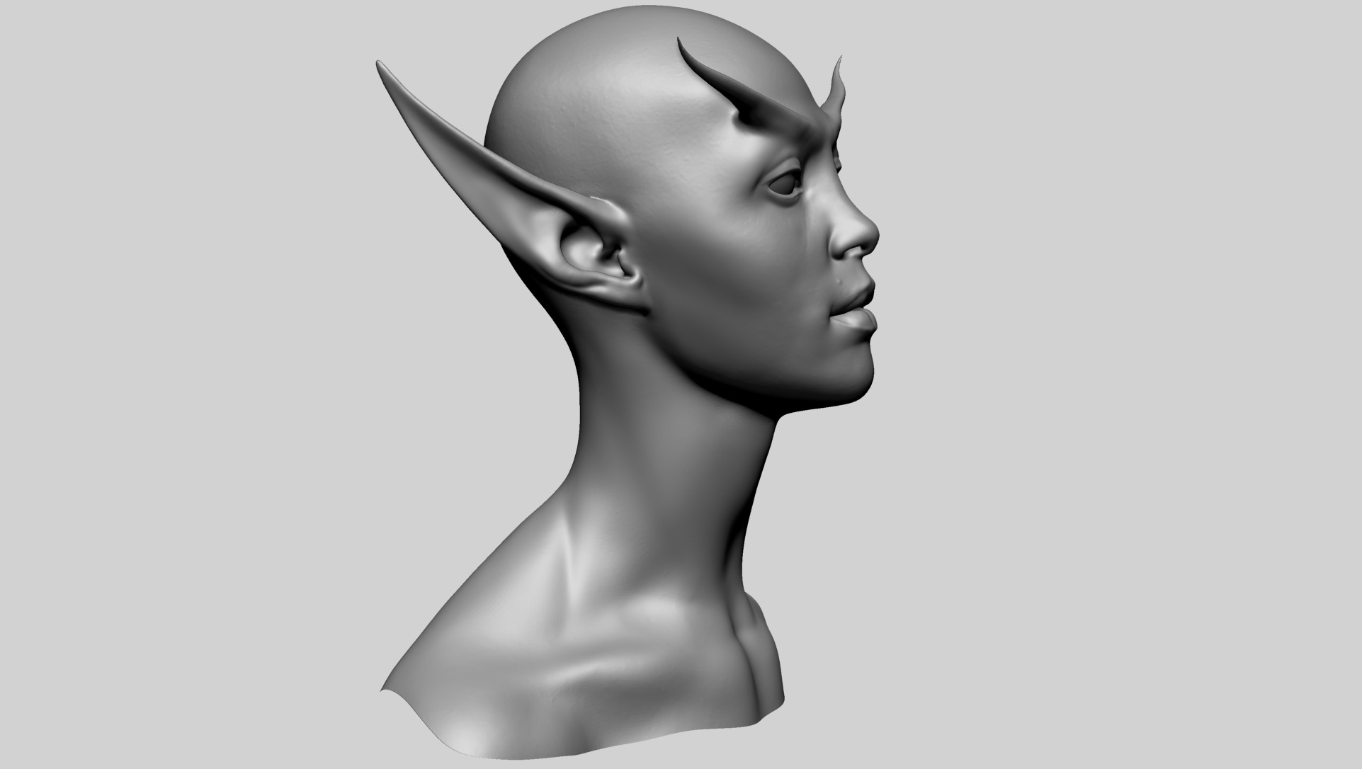 Female Elf Head A 3D model_2
