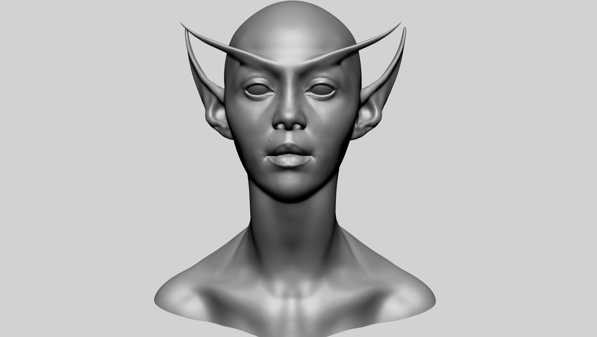 Female Elf Head A 3D model_3