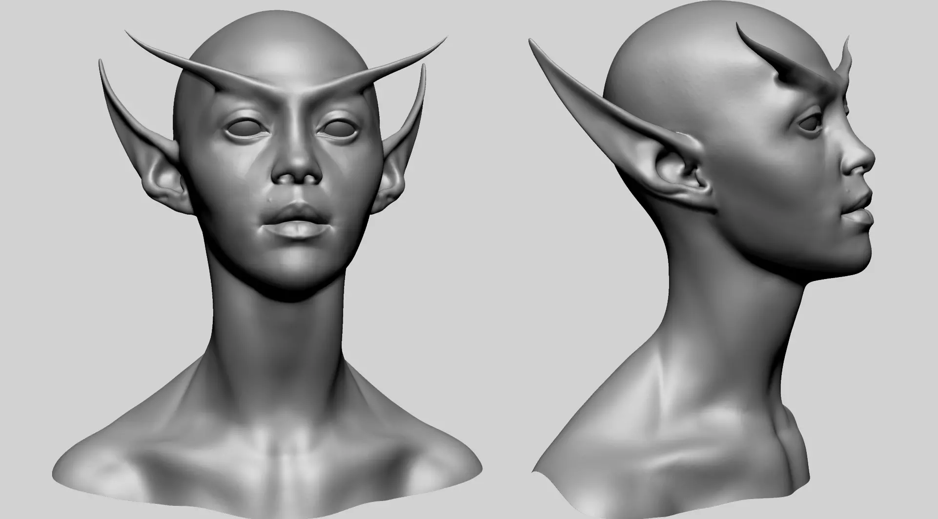 Female Elf Head A 3D model_0