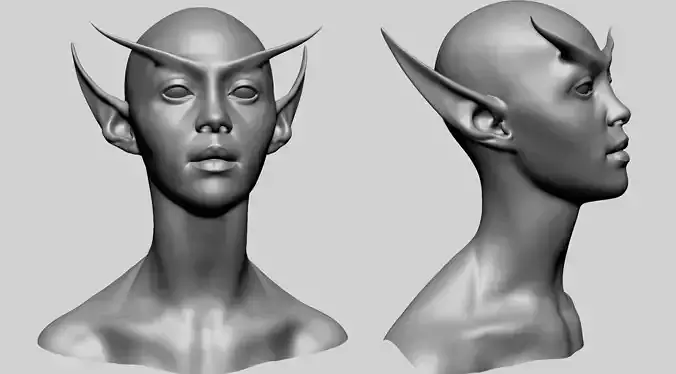 Female Elf Head A 3D model
