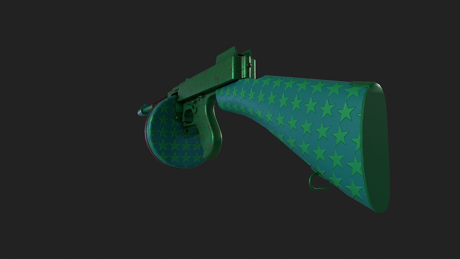 Low Poly Tommy Gun Game Ready Low-poly 3D model_5