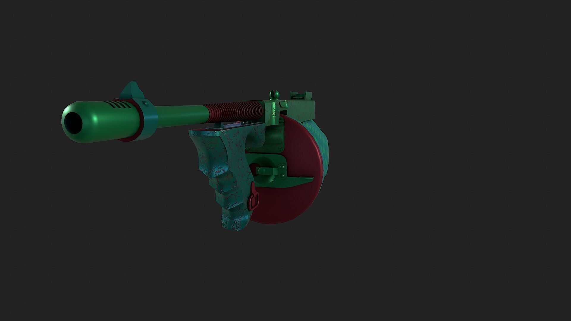 Low Poly Tommy Gun Game Ready Low-poly 3D model_4