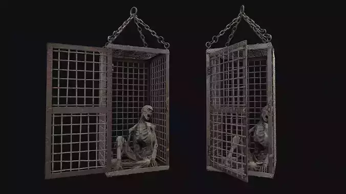 Prisoner Corpse in Cage 4 Low-poly 3D model