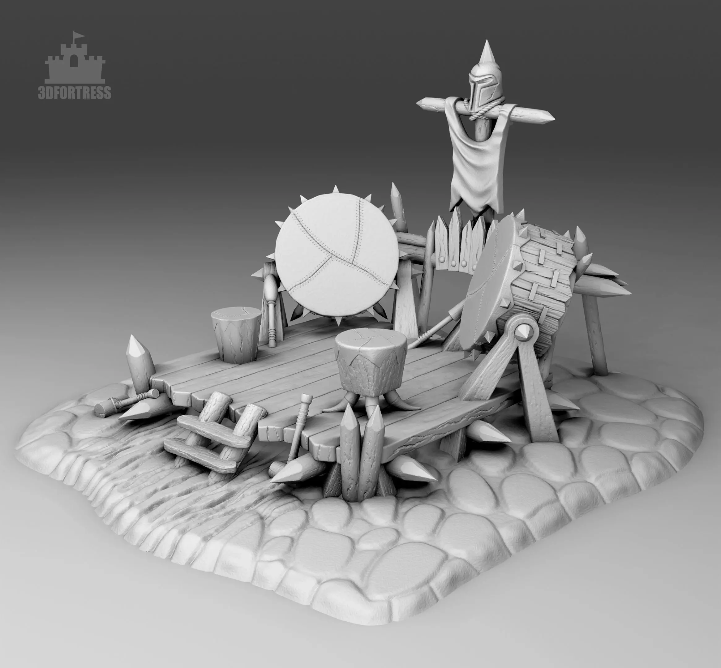 Platform with reels 3D print model_0