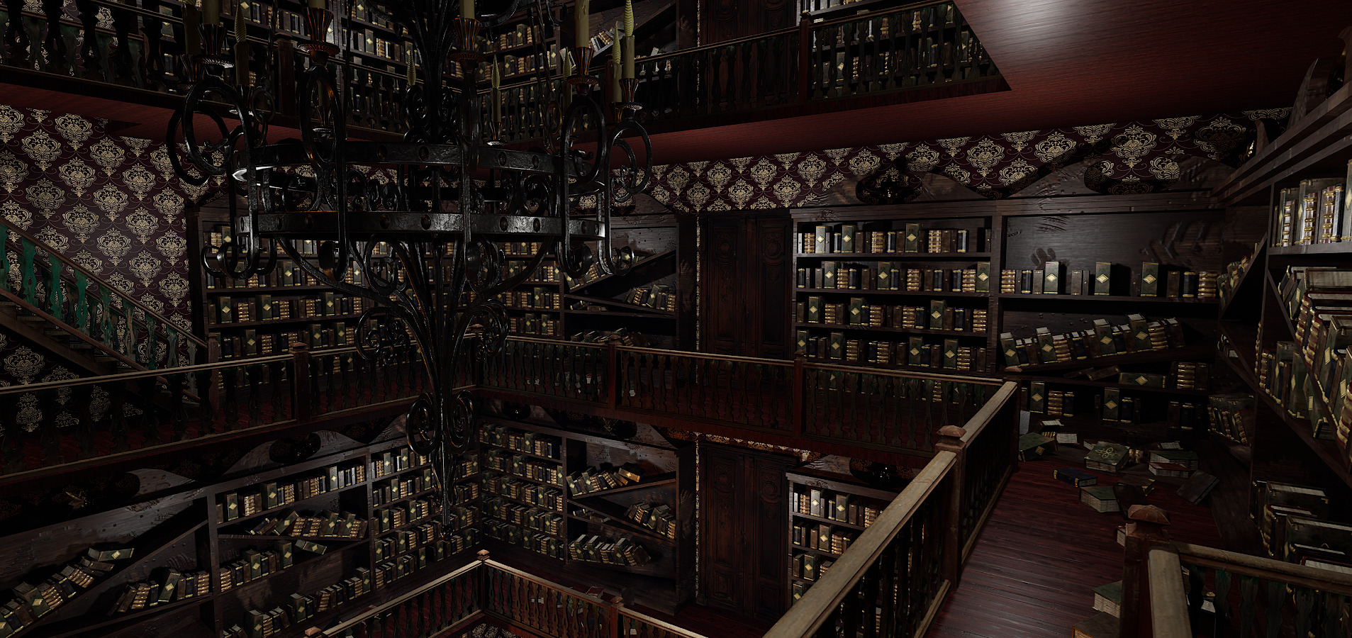 Whispering Shadows A Victorian Gothic Library 3D model_10