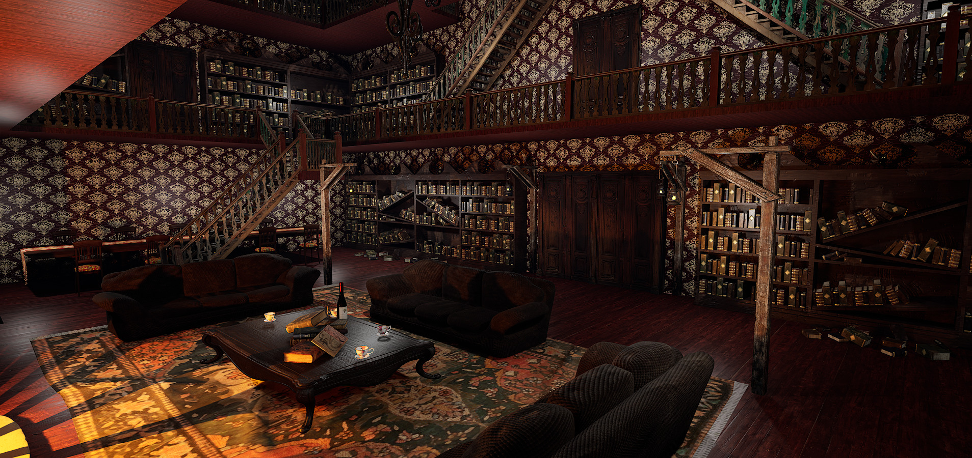 Whispering Shadows A Victorian Gothic Library 3D model_7