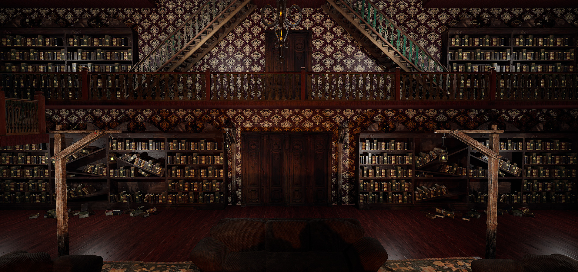Whispering Shadows A Victorian Gothic Library 3D model_25
