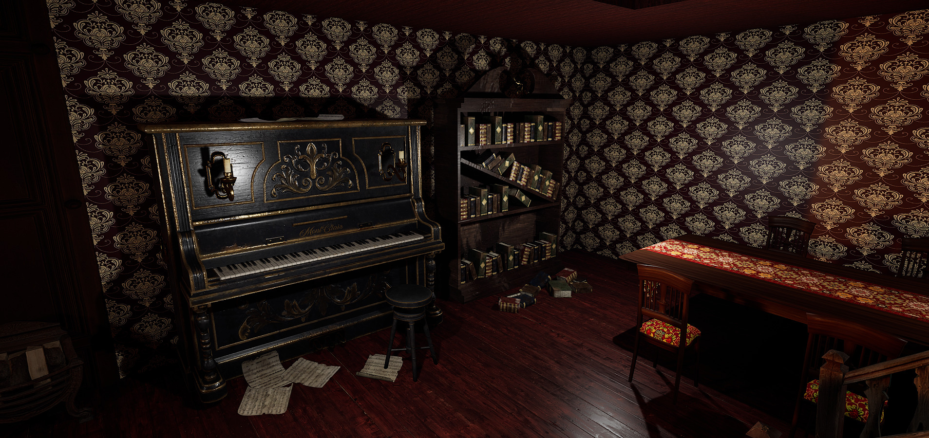 Whispering Shadows A Victorian Gothic Library 3D model_5
