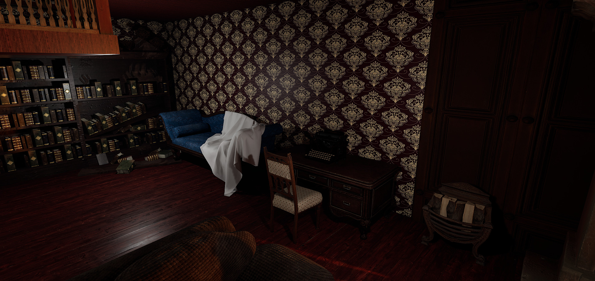 Whispering Shadows A Victorian Gothic Library 3D model_6