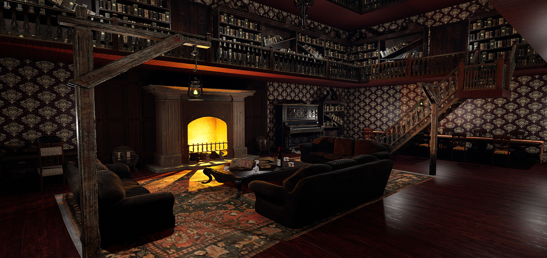 Whispering Shadows A Victorian Gothic Library 3D model_4
