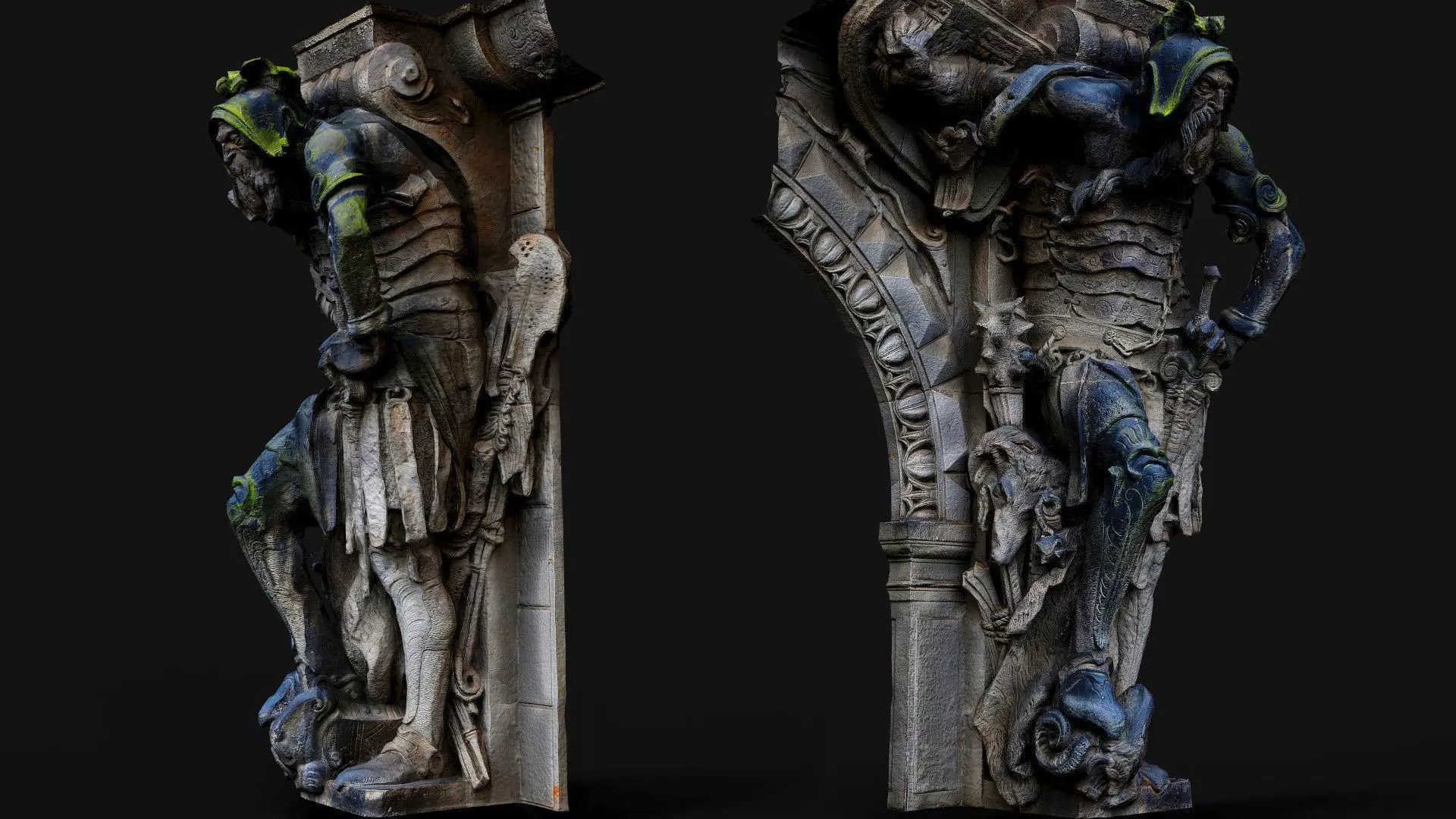 sculpture fantasy figure arch pillar PBR photogrammetry Low-poly 3D model